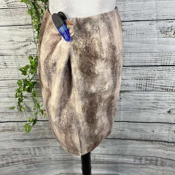 Catherine Skirt size 6 Brown Tan Faux Fur Pencil Knee Casual Career College Club - Picture 8 of 9